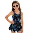 thumbnail image 4 of COEQINE Girls One Piece Swimsuit with Skirt, Scoop Neck & V Back Fashion Swimming Bathing Suit Sleeveless Summer Beach Swimwear for Kids Age 10-11, Blue Butterfly Star, 4 of 8