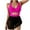 Hot Pink, variant on CHGBMOK One Piece Swimsuit for Women Wide Strap Crew Neck Bathing Suit Cut Out Knot Twist Swimwear with Mesh Skirt