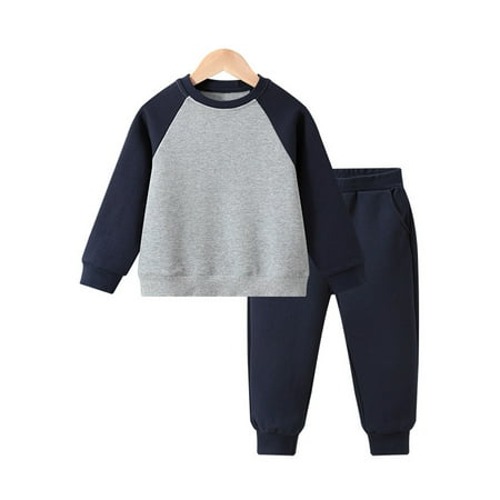 

Esaierr Baby Boys Girls Sweatshirt and Trousers 2 Piece Set Pullover Sweater Suit Outfit for Teen Kids School Casual Color Collision Tracksuit Spring Fall Clothes 1-15Y