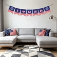 thumbnail image 1 of Juego de decoraciones para fiesta del Día de la Independencia con flores de abanico de papel, banderas de estrellas, globos rojos, blancos y azules, mantel y banderines para celebraciones de julio., 1 of 6
