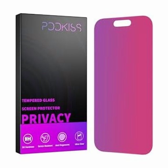 Chenchen Compatible for iPhone 16/iPhone 15 Privacy Screen Protector Tempered Glass 6.1 Inch, Pink Gradient Anti Spy Anti Blue Light HD Easy Installation