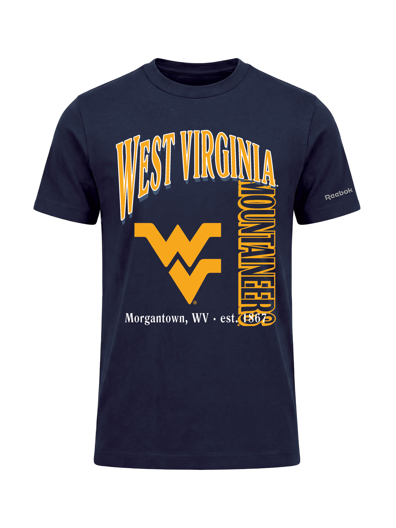 West Virginia Mountaineers Reebok Mens Crew Neck Short Sleeve T-Shirt