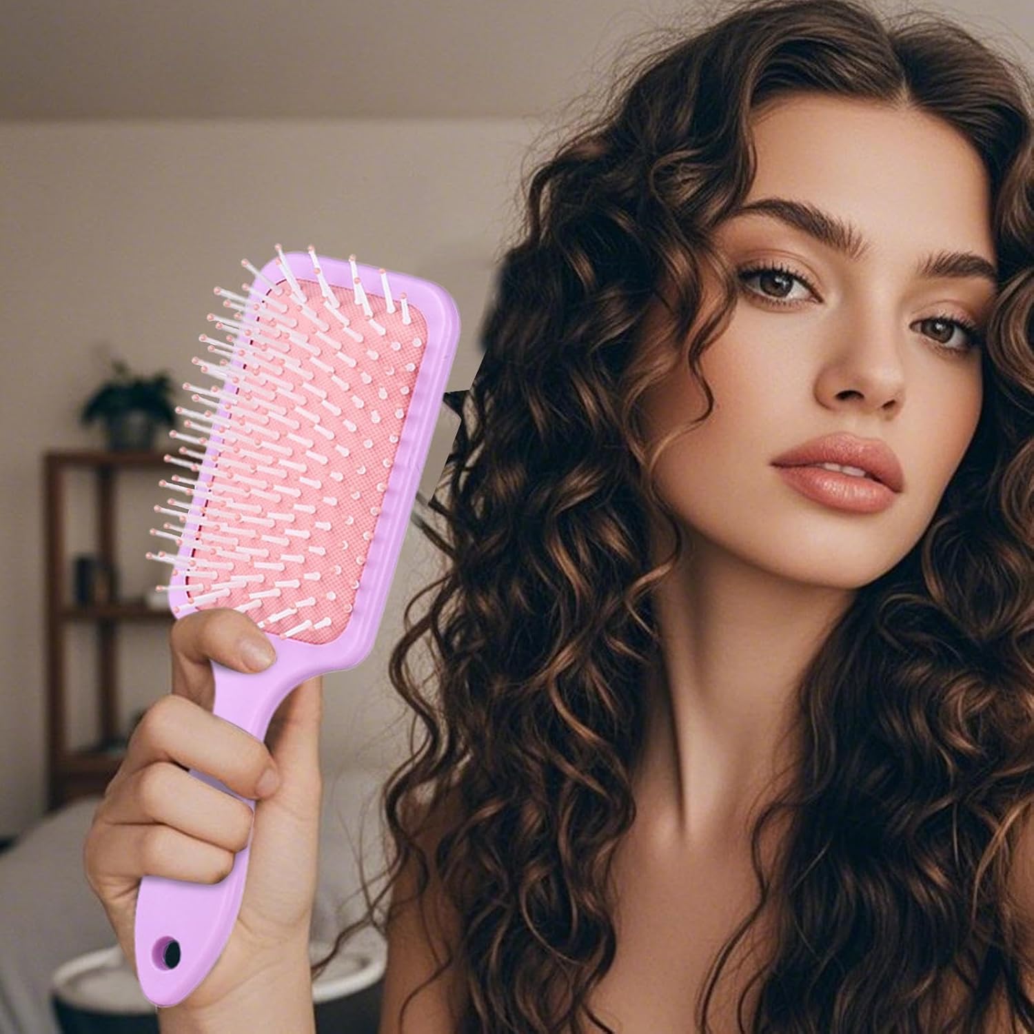 Paddle Brush - Blow Drying Brush, Soft Flexible Bristles, Gentle Scalp Massage Comb, Anti-Frizz Hair Styling Tool | Suitable for Thick, Curly, Straight, Long, Short, Wet or Dry Hair, Salon Home
