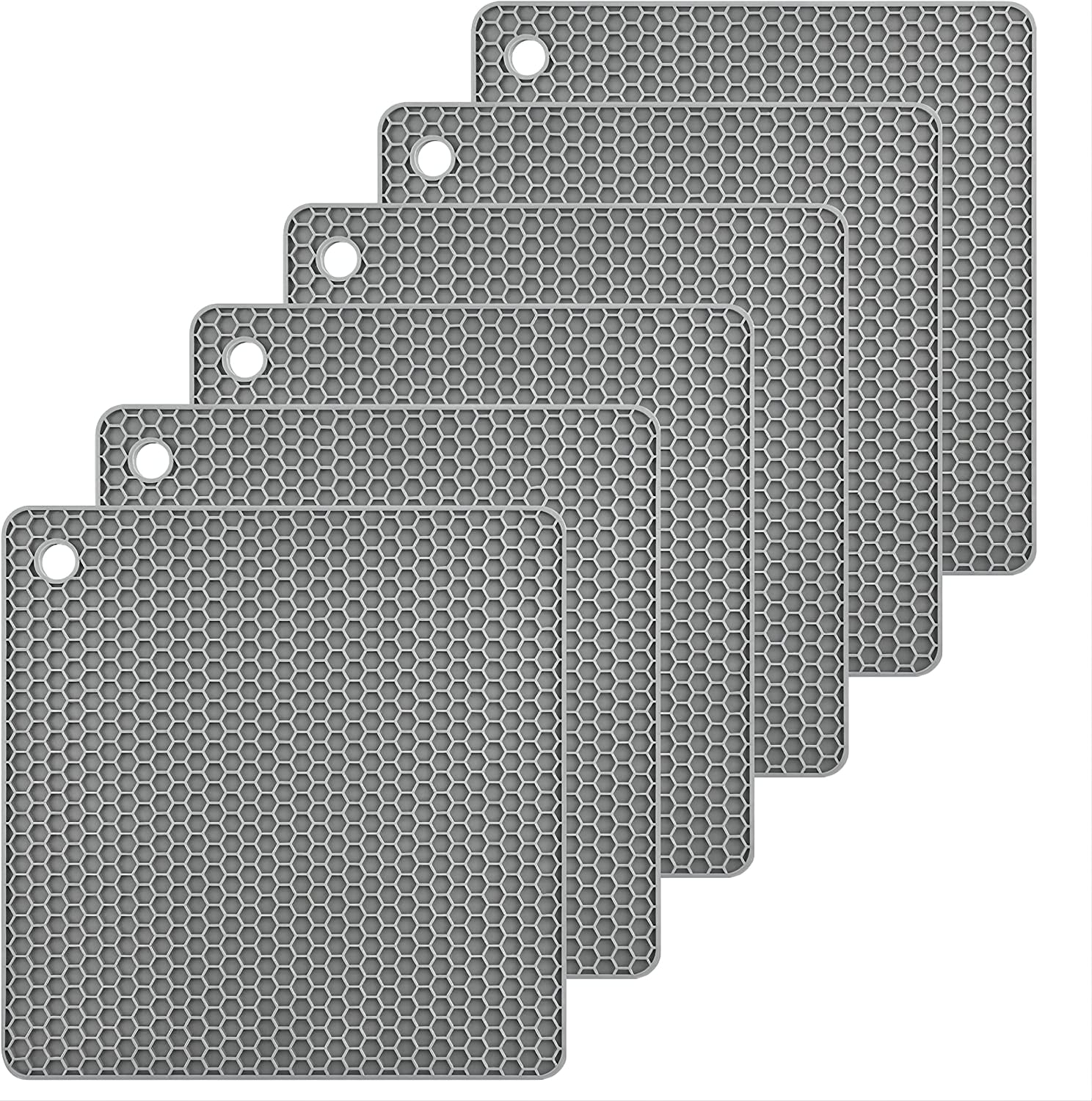 Unique Bargains Silicone Trivet Mats 2pcs Square Heat Resistant Non-Slip  Drying Mat for Kitchen Counter Table -Deep Gray