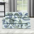 thumbnail image 5 of BNM Paisley Flannel Cotton Sheet Set, Twin, Light Blue, 5 of 6
