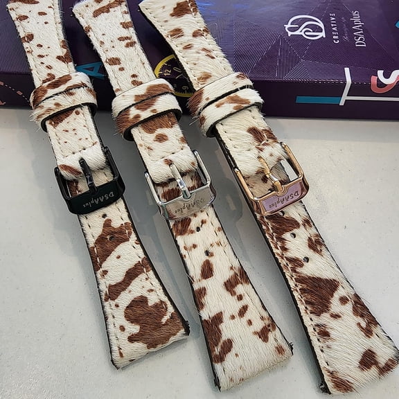 YUYAN-Furry Cow Leather Band For Samsung Galaxy Watch 6 5 40mm 44mm/ Galaxy Watch 5 Pro 45mm Band Galaxy Watch 4 40mm 44mm/ Active 2 40mm 44mm Bands 20mm Watch Strap