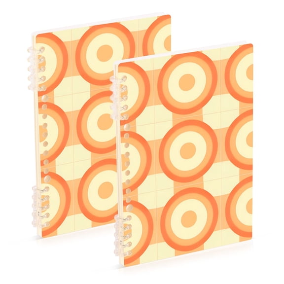 FORMRS 1-Subject Spiral Notebook 8" x 5" College Ruled 60 Refillable Sheet A5 Hard Cover, 2 Pack, Orange Circle