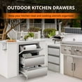thumbnail image 1 of Tiroir de Cuisine Extérieur en Acier Inoxydable 304 de Qualité Supérieure avec Porte-Essuie-Tout - Simple Couche, Résistant aux Intempéries, Rangement à Fermeture en Douceur pour Îlot de Barbecue Ou Patio - Taille : 17 Pouces L x 11.25 Pouces H x 8.75 Pouces P, 1 of 6