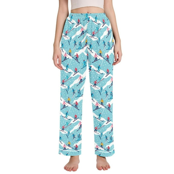 joogoo Women Skiers Skating Pajamas Pants Lounge Bottoms Pjs with Pockets M
