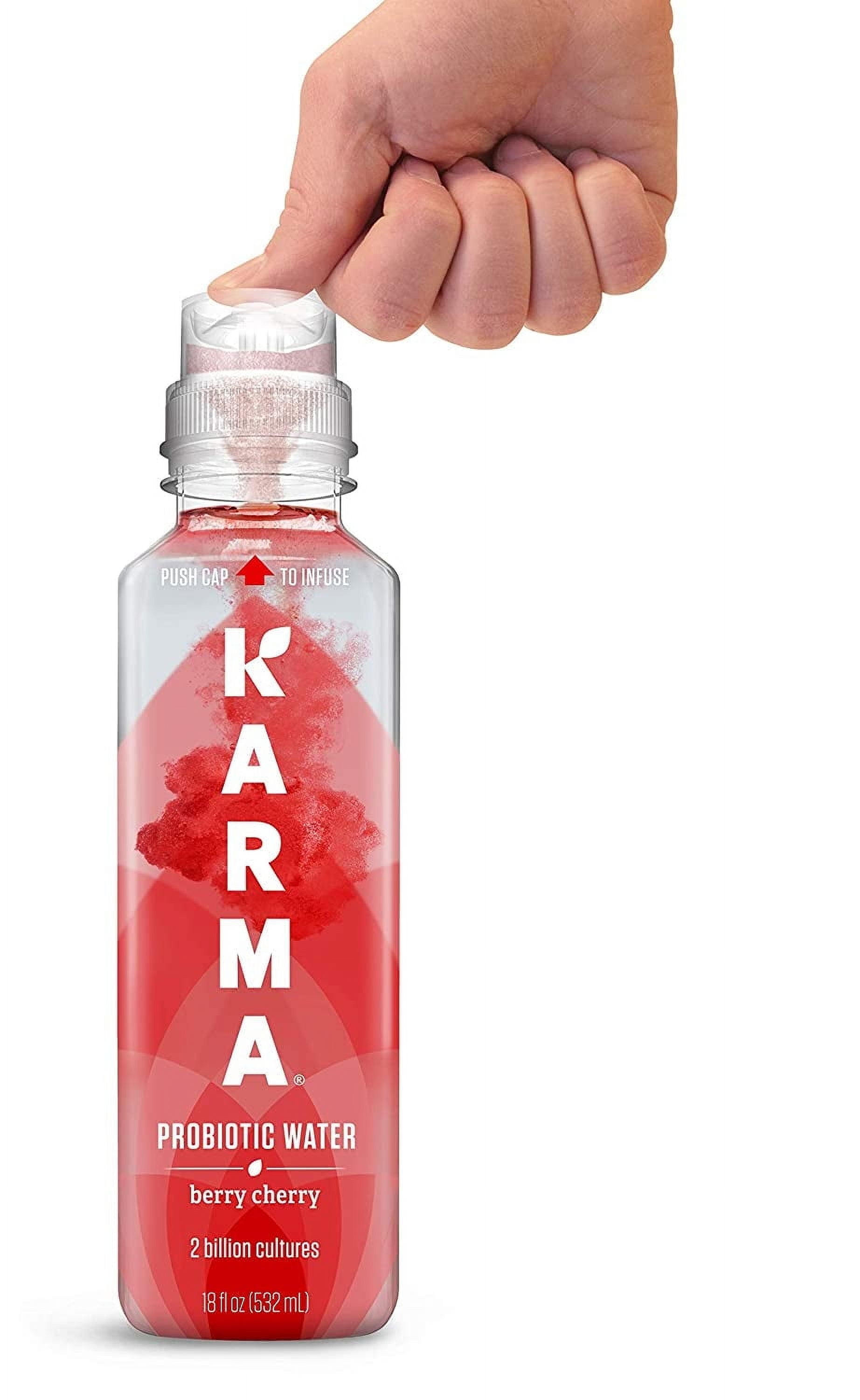 (4 pack) Karma Probiotic Water, Berry Cherry, 18 fl. oz., 1 Count Bottle