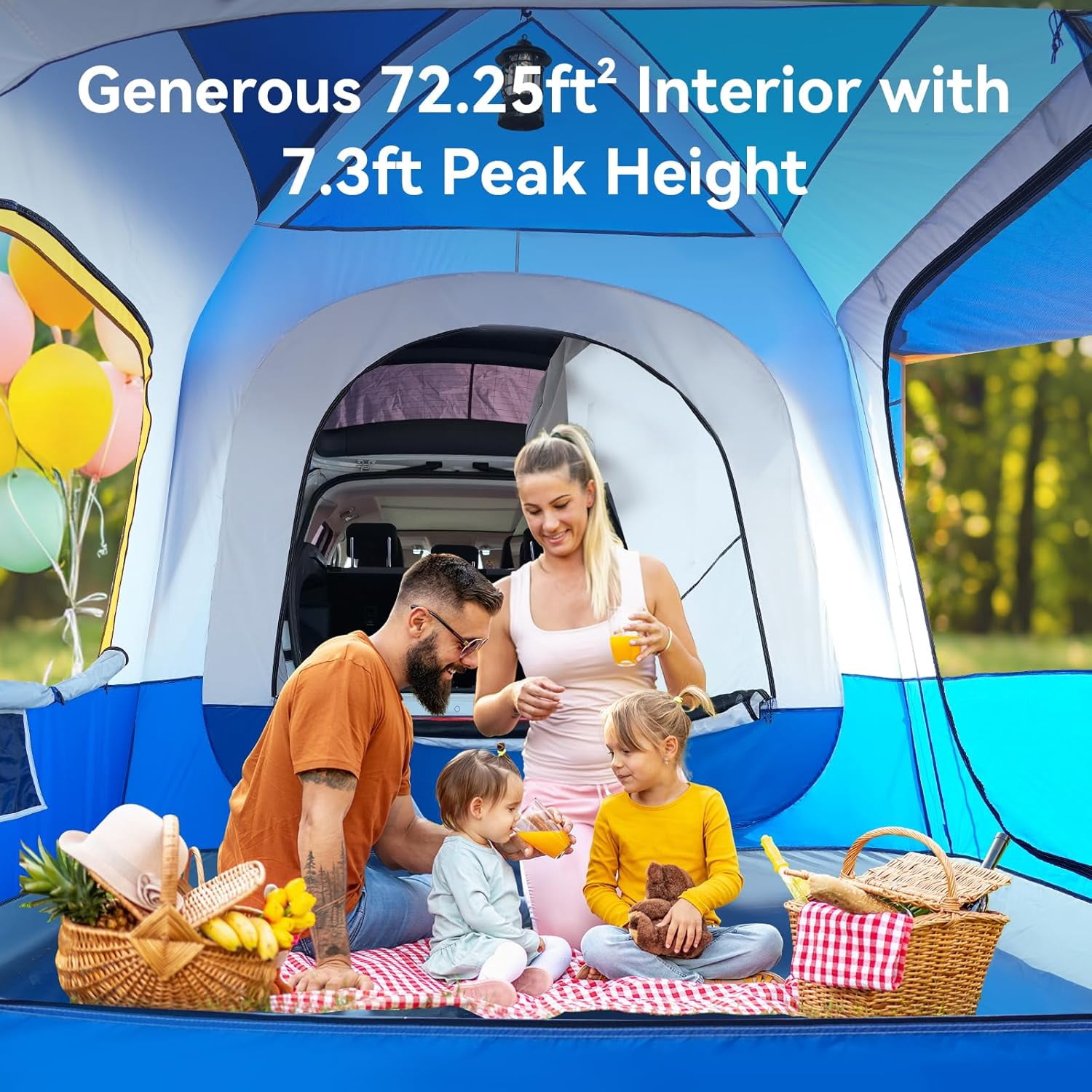 Bronkige 4/6/8 Person SUV Tent, Easy Setup & Spacious SUV Tailgate Tent with Large Mesh Windoors, Rainfly & Awning, Perfect for Family & Group Outdoor Adventures