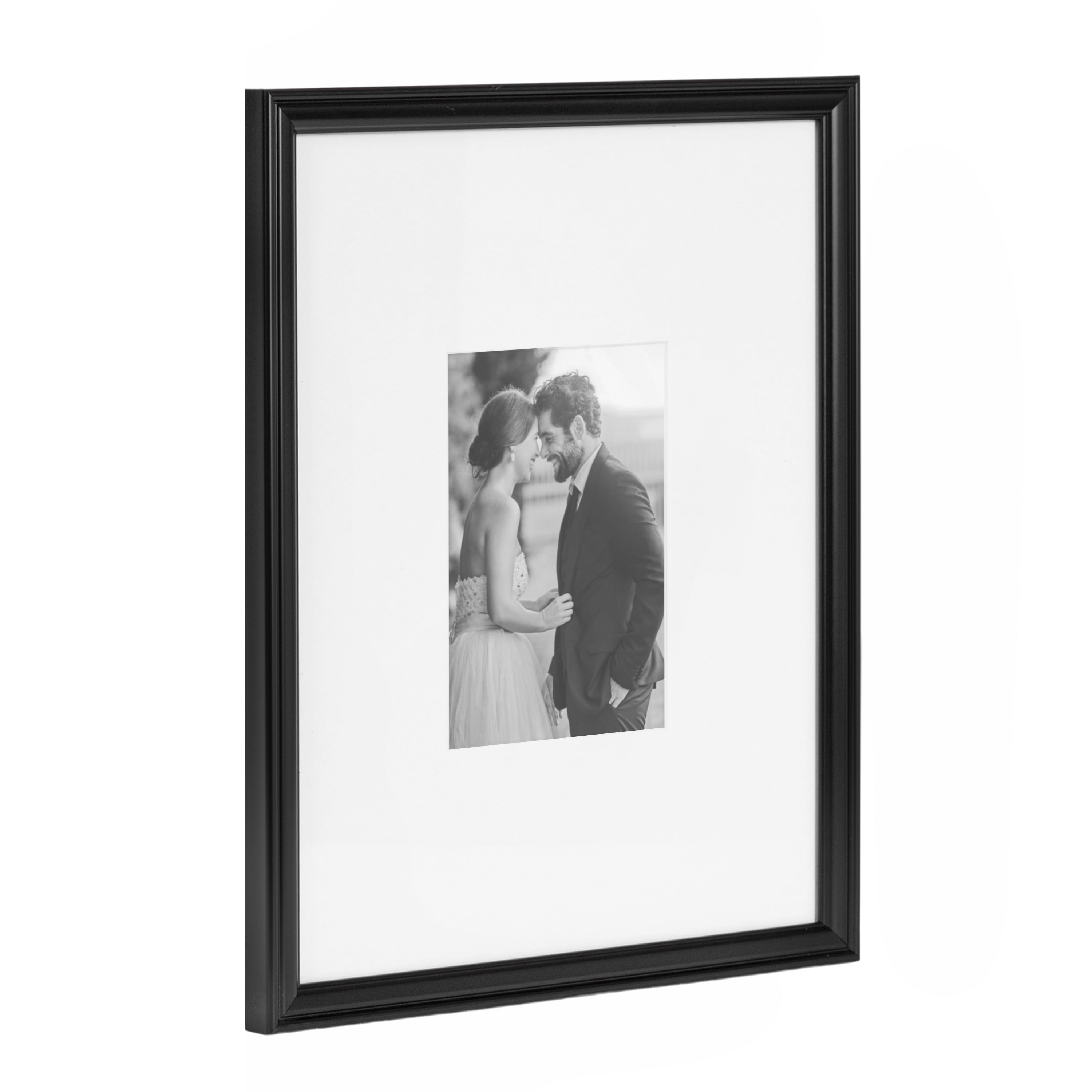 Kate and Laurel Adlynn Rectangle Picture Frame Set of 3, 11 x 14 matted to 5 x 7, Black, Modern Three-Piece Frame Set for Gallery Wall Frame Set in Living Room Wall Decor