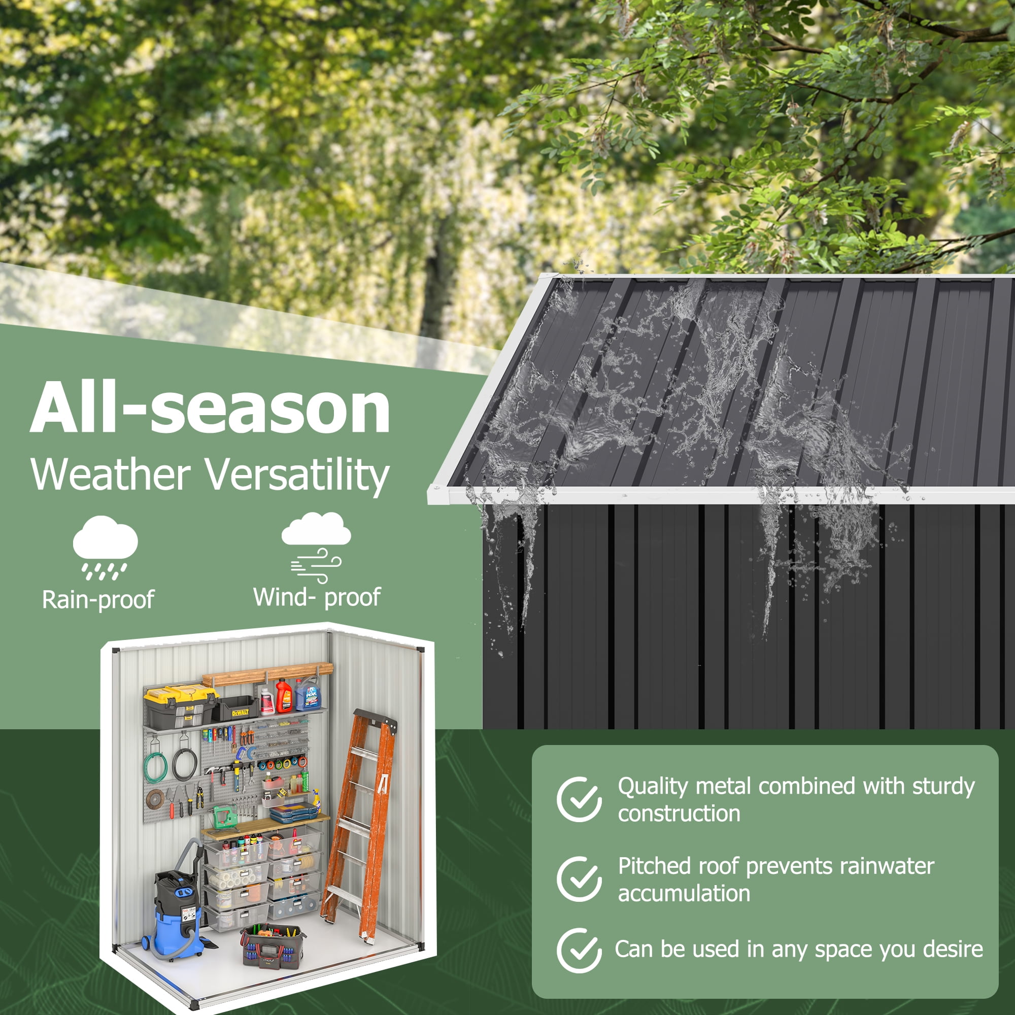 NETAJE 5'x3' Outdoor Metal Storage Shed with Updated Frame Structure and Lockable Doors for Backyard Garden Patio Lawn
