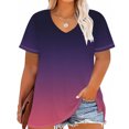 thumbnail image 4 of Ruimatai Plus Size Women's V-Neck Short Sleeve Printed T-Shirt Soft Comfortable Stretchy Casual Blouse Trendy Flowy Top, 4 of 5
