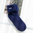 thumbnail image 2 of Fgnfyis Women's Solid Thickened Velvet Thermal Socks Sleep Socks Extra Thick Snow Socks Fuzzy Socks for Women Navy, 2 of 4