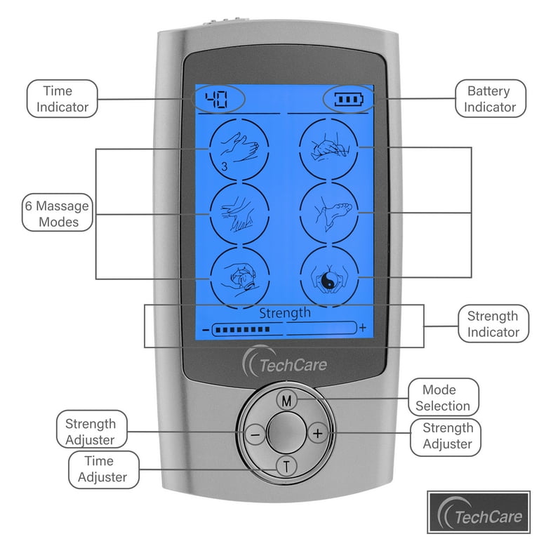 Tech-Care Pro TENS Unit, 24 Modes Portable Massager, Pain Relief