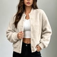 thumbnail image 2 of Tqcoqu Women's Round Neck Button Front Solid Color Jacket Long Sleeve with Pockets Casual Outerwear, 2 of 6