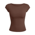 thumbnail image 4 of Landzoo Women'S T-Shirt Solid Color Short Sleeve Crew Neck Tops Summer Casual Women Tees Size L Brown, 4 of 4