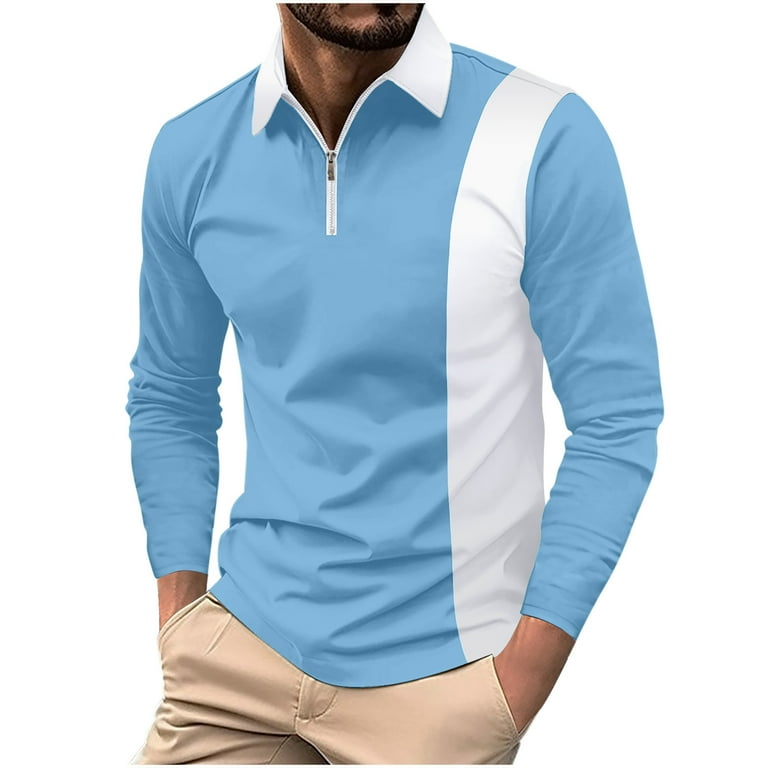 UVEASISHA Men's Golf Shirts Quarter Zip Raglan Long Sleeve Polos