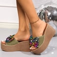 thumbnail image 2 of Dakaela Women's Platform Sandals Cork Wedge Heel Espadrille Sequin Bow Slip on Slides Wide Width Casual Summer Walking Slippers Size 6-10, 2 of 8