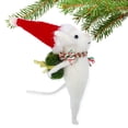 thumbnail image 2 of White Mouse Christmas Tree Ornament - Wool Mouse Holding Present, 2 of 4