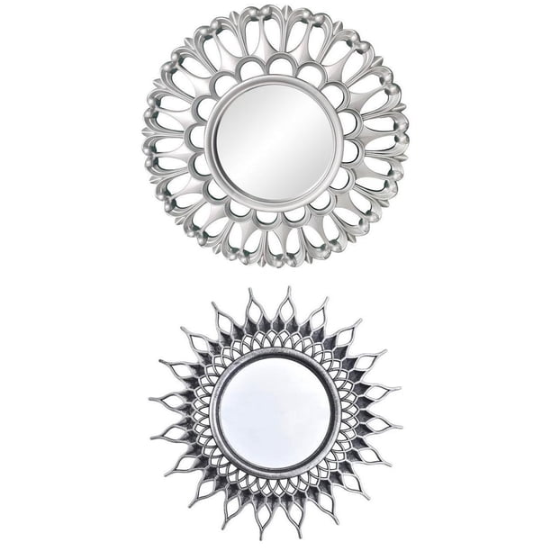 2 Espejos Decorativos para Pared, Espejo para Sala de , Fácil Montaje, Decoración para hogar
