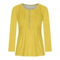 thumbnail image 4 of bnaln Womens Tops Fall Long Sleeve T Shirts V Neck Dressy Casual Pullover Henley Shirts Loose Fit Button Up Tunic Tops Blouses Pleated Tshirts Going Out Tops for Leggings, 4 of 4