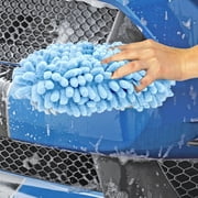 Auto Drive Microfiber Car Wash Sponge with Chenille Pile and Scrubber Back, Blue, 1 Piece