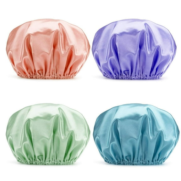 LOLIPPYY Durable Bath Caps Assorted Colors for Shower and Hair Conditioning 4Pcs