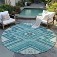 thumbnail image 6 of Addison Rugs Chantille Indoor/Outdoor Transitional Geometric, Abstract Teal Washable Round Rug, 8' x 8', 6 of 6
