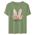 thumbnail image 4 of UPPADA Easter Femmes Oeufs Imprimé T-Shirts Heureux Easter Graphique Bunny Rabbit Mignon T-Shirts Manches Courtes Décontracté Col Rond T-Shirts Été Basique Coupe Régulière Chemises Vert,TTG, 4 of 5