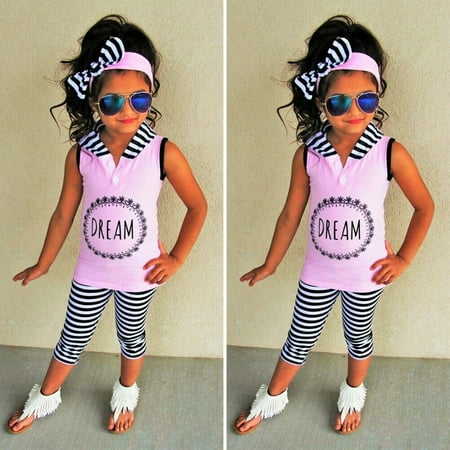 

Ma&Baby Toddler Kids Baby Girl Outfits Set Tops T-shirt+Long Pants Summer 3PCS 1-6 Years