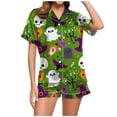 thumbnail image 1 of Kcodviy Ladies Casual Halloween Printed Body Aware Satin Pajamas and Shorts Set Snowflake Pajamas Women Robe and Pajama Set for Women Fleece Womens Pajamas Womens Robe Set, 1 of 6