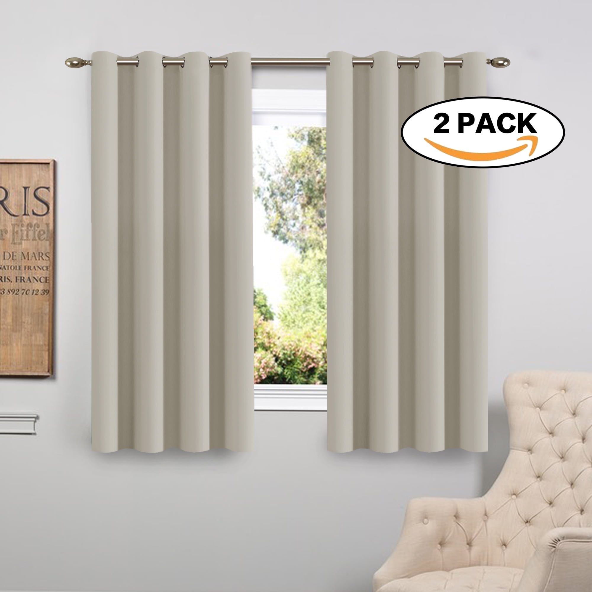 Flamingop Window Treatment Energy Saving Thermal Insulated Solid