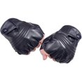 thumbnail image 2 of Mens Fingerless Leather Gloves Warm Half Finger Gloves With Thin Inner Fleece, 2 of 3