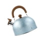 thumbnail image 3 of Hervidor de agua con silbato de acero inoxidable, hervidor de agua de gran capacidad, fondo plano para cocina de inducción de gas, hervir agua, 2L, azul, 3 of 10