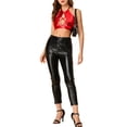 thumbnail image 2 of INSPIRE CHIC Women's Shiny Metallic Crop Cami Hollow Out Backless Halter Tube Top Red M, 2 of 6