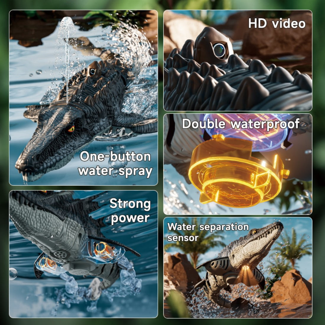 Remote Control Water-Shooting Boat with HD WiFi, S11 2.4G RC Water Spray Dinosaur Toys for Pool and Lake, Realistic Swimming Robot Whale Shark, Electric Water Toys for Adults and Teens