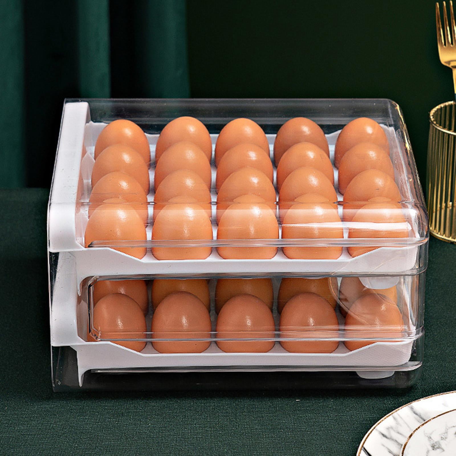 Fiocias Egg Holder Clear Stackable Storage Container Large Capacity Eggs Tray Bins for