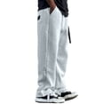 thumbnail image 4 of Uwinwear Men's Track Sweatpants, Open Bottom Elastic Waist Casual Workout Pants Elastic Drawstring Long Pants Casual Loose Fit Trousers,Light Gray,L, 4 of 4