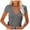 Gray, variant on Women Tops Casual Short Sleeve Flared Sleeves V-Neck Solid Loose Tops,Sizes S-2XL
