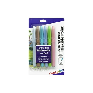 Pentel Touch Sign Pen Brush Tip Set of 6- Darker Pastels (81697)