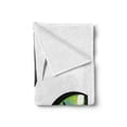 thumbnail image 2 of Eye Soft Flannel Fleece Throw Blanket, Face of an Siberian Cat Green Eyes and Whiskers Watchful Animal, Cozy Plush for Indoor and Outdoor Use, 50" x 60", Yellow Green Grey Black, by Ambesonne, 2 of 5