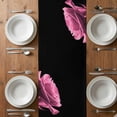 thumbnail image 6 of Pink Rose Table Runner - 108 Inch Long, Kitchen Dining Table Runner Dresser Scarves, Vintage Abstract Garden Flower Floral Black Farmhouse Decor for Coffee Tables Wedding Party Banquet, 6 of 8