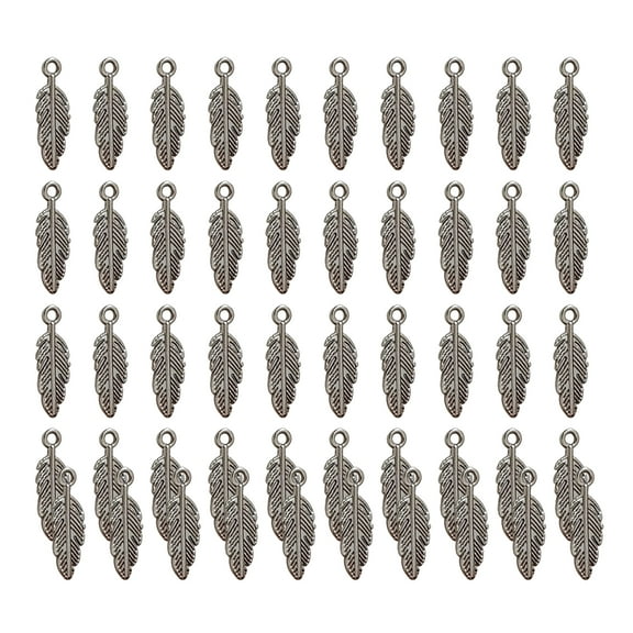Pack Of 50 Feathered Charm Pendant For Craft Project Decoration Perfect For Jewelry And Clothing Pendant
