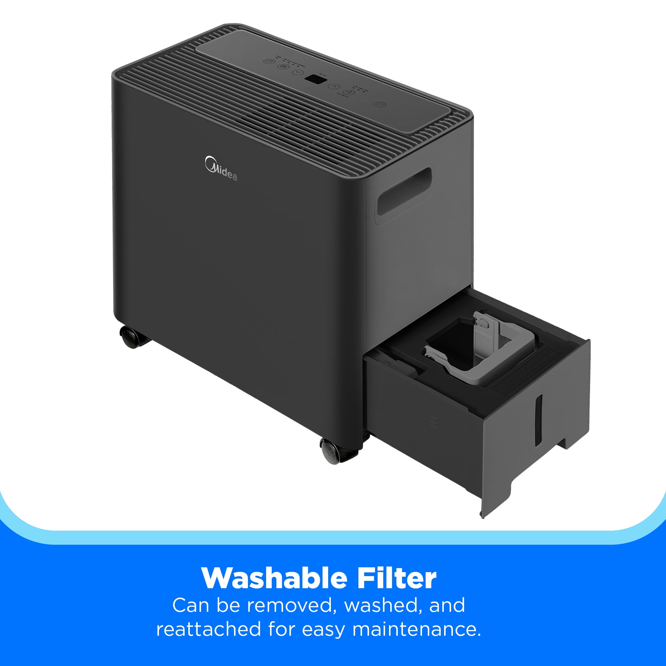 Midea 50 Pint Smart Access Dehumidifier with Built-in Pump, App and Voice Control, 4,500 Sq. ft. Coverage Area, New, MAD50PS1CWBL