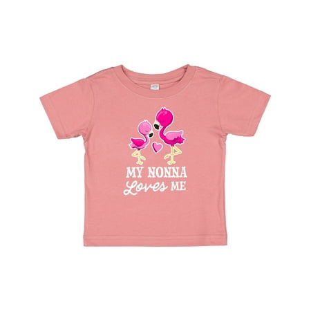 

Inktastic My Nonna Loves Me with Two Flamingos Gift Baby Boy or Baby Girl T-Shirt