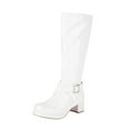 thumbnail image 1 of B91xZ Women's Boot Mid Calf Combat Riding Fashion Winter Boots,White 8.5, 1 of 5