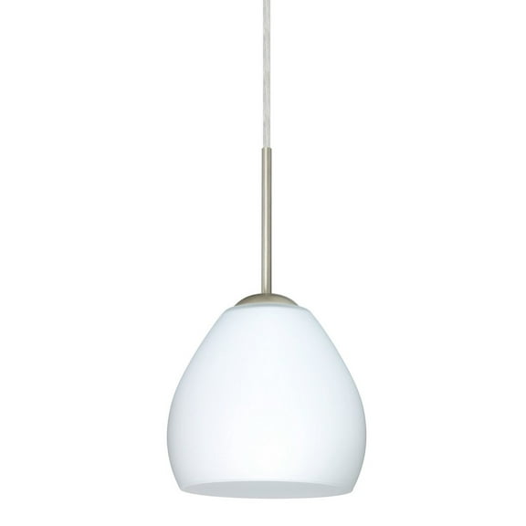 1BT-412207-LED-SN-Besa Lighting-Bolla-One Light Cord Pendant with Flat Canopy-5.88 Inches Wide by 5.25 Inches High-Satin Nickel Finish-Opal Matte