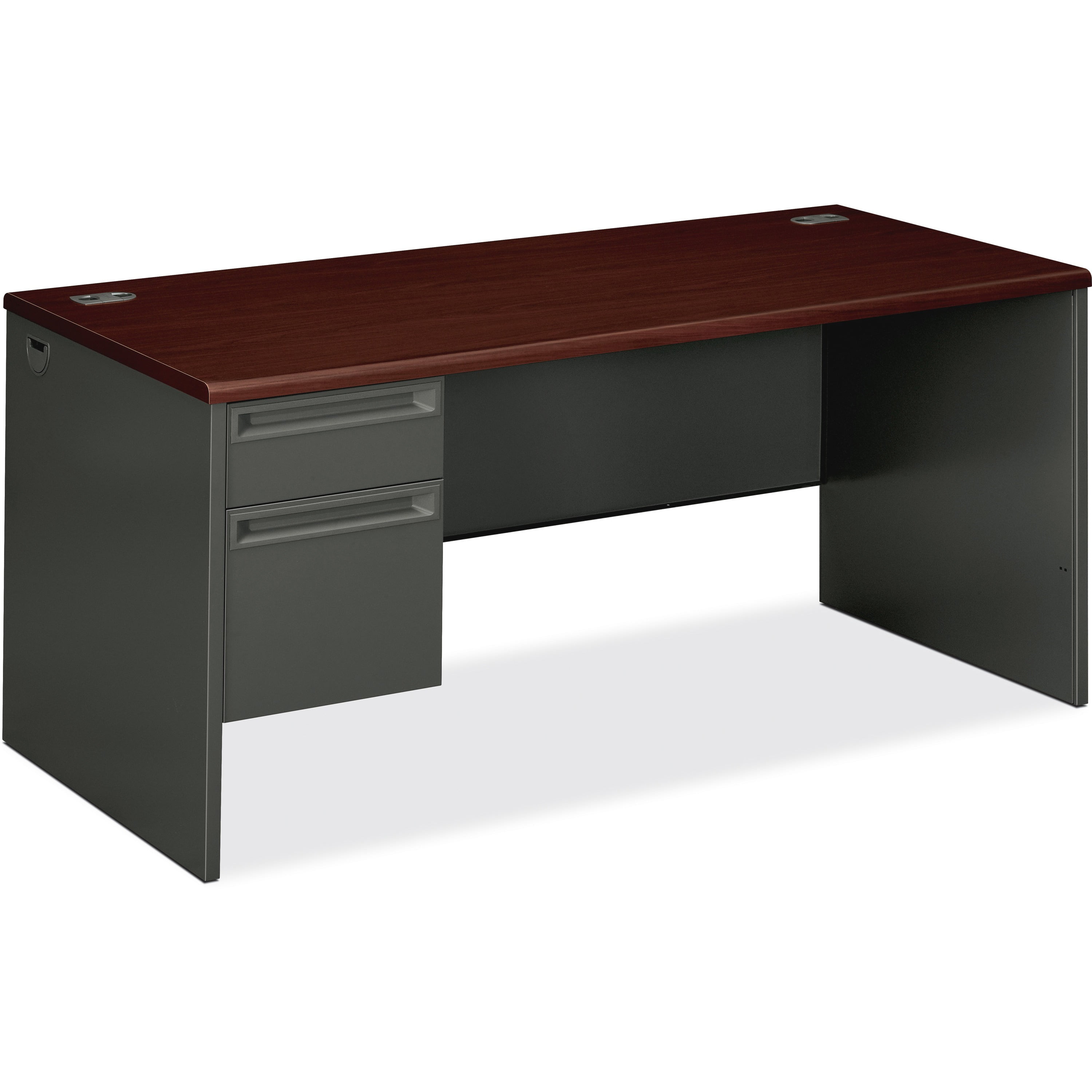 48"W x 30"D Single Pedestal Metal Desk by Hon Office Furniture w/ Laminate Top 